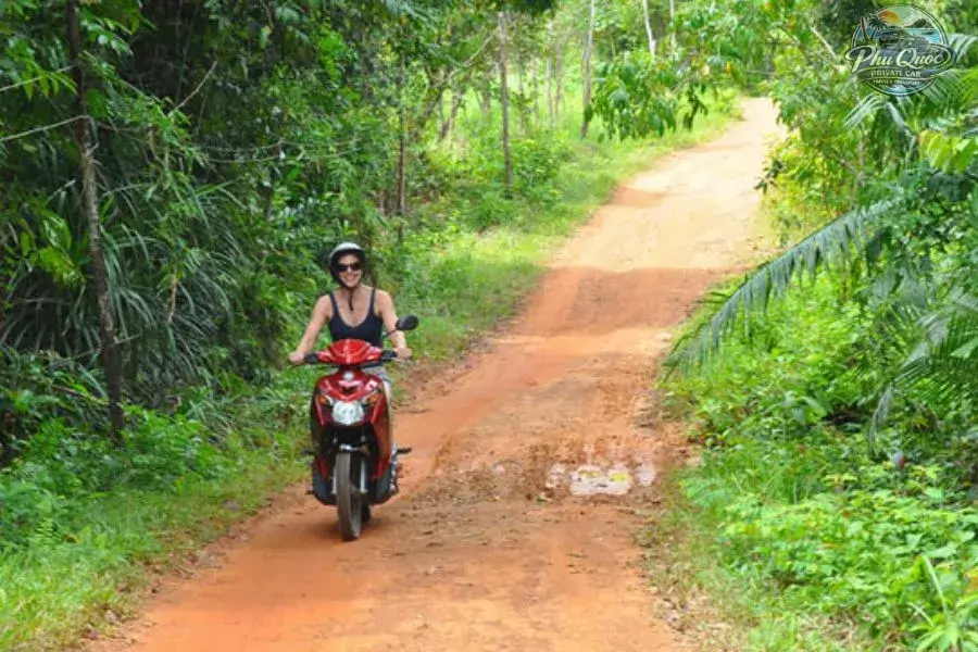 Ride a motorcycle to Bai Sao beach Phu Quoc