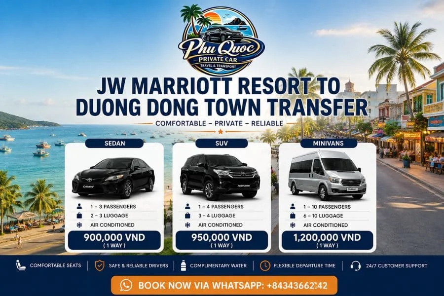 Private car JW Marriott Resort to Duong Dong Town - Phu Quoc Private Car